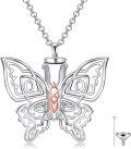 wholesale 925 Sterling Silver Butterfly Cremation Pendant with Rose Gold Accents and Funnel Set - Memorial Keepsake Jewelry for Ashes-0-0