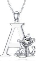 wholesale Silver A Z Alphabet Pendant Necklace Cat Initial Gift for Women-0-0