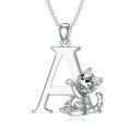 wholesale 925 Sterling Silver Letter E Pendant With Cat Design-0-0