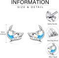 wholesale 925 Sterling Silver Blue Fire Opal Shark Stud Earrings for Women - Hypoallergenic Sea Life s-0-5