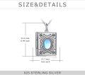 wholesale 925 Sterling Silver Square Photo Locket Pendant with Rainbow Moonstone and Chain - Mother's Day Gifts for Women-0-3