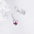 wholesale 925 Sterling Silver Heart-Shaped Pink Crystal Butterfly Drop Earrings for Women-0-2