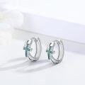wholesale 925 Sterling Silver Cross Turquoise Hoop Earrings for Women Men Hypoallergenic s-0-2
