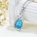 wholesale 925 Sterling Silver Natural Turquoise & Crystal Teardrop Pendant Necklace-0-1