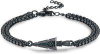 wholesale  Celtic Knot Arrowhead Bracelet w/ Green Stones - Adjustable Size (7-9 in.)-Abalone