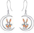 wholesale 925 Sterling Silver Moon Rabbit Carrot Drop Earrings for Women Girls -0-0