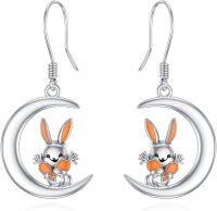 wholesale 925 Sterling Silver Moon Rabbit Carrot Drop Earrings for Women Girls -Moon Rabbit