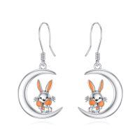 wholesale 925 Sterling Silver Rabbit And Moon Earrings-Moon Rabbit