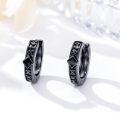 wholesale 925 Sterling Silver Black Opal Viking Celtic Cross Huggie Hoop Earrings 15mm for Women Men Gifts-0-2