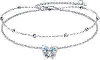 wholesale Sterling Silver Crystal Evil Eye Daisy Sunflower Butterfly Anklet-Crystal Butterfly Anklet