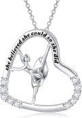wholesale 925 Sterling Silver Ballet Dancer Heart Pendant Necklace with Cubic Zirconia and Inspirational Quote She believed she could so she did-0-0