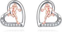 wholesale 925 Sterling Silver Sports Basketball Player Heart Stud Earrings s for Women-Basketball
