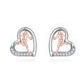 wholesale 925 Sterling Silver Sports Basketball Player Heart Stud Earrings s for Women-0-0