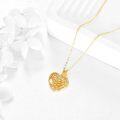 wholesale 14K Gold Diamond Natural Heart Rose Flower Pendant Necklace-0-3