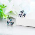 wholesale 925 Sterling Silver Tri-Leaf Clover Stud Earrings with Rainbow Mother of Pearl and Cubic Zirconia Accents-0-4