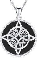 wholesale Silver Celtic Knot Pendant with 925 Sterling Silver Chain and Gemstones (Abalone Shell Malachite Turquoise Black Onyx)-0-0