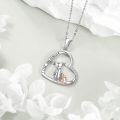 wholesale 925 Sterling Silver Girl and Dog in Heart Pendant Necklace for Women-0-2