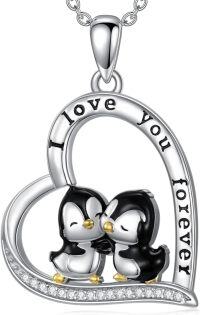 wholesale 925 Sterling Silver Penguin Heart Love You Forever Pendant Necklace for Women-B-Penguin