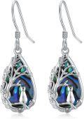 wholesale 925 Sterling Silver Abalone Shell Tree Of Life Drop Earrings - Celtic Design Butterfly & Dragonfly Charm  For Her-0-0