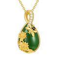 wholesale 925 Sterling Silver Honey Bee Green Enamel Pendant Necklace With Flowers And Diamonds-0-0