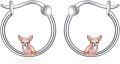 wholesale 925 Sterling Silver Pink Dog Charm Hoop Earrings Gift for Girls and Women-0-0