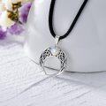 wholesale 925 Sterling Silver Heart Moon Pendant Black Leather Cord Choker Necklaces for Women -0-2