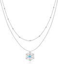 wholesale 925 Sterling Silver Snowflake Pendant Double Chain Necklaces for Women Gifts-0-0