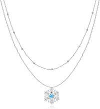 wholesale 925 Sterling Silver Snowflake Pendant Double Chain Necklaces for Women Gifts-Snowflake