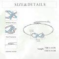 wholesale 925 Sterling Silver Butterfly Infinity Chain Bracelet with Blue Crystals for Women-0-3