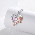 wholesale Sterling Silver Rose Flower Birthstone Necklace for Women Girls-0-2