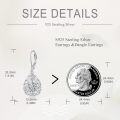 wholesale 925 Sterling Silver Rose Flower Teardrop Leverback Drop Earrings for Women Girls  4cm Long-0-3