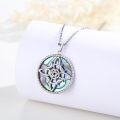 wholesale 925 Sterling Silver Round Celtic Knot Pendant with Abalone Shell and Turquoise Stone Necklace-0-4