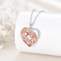 wholesale 925 Sterling Silver Heart-Shaped Mother and Child Pendant Necklace - Perfect Gift for Mom or Grandma-0-3