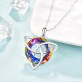 wholesale 925 Sterling Silver Rainbow Crystal Celtic Knot Trinity Pendant Necklace-0-1