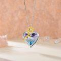 wholesale 925 Sterling Silver Purple Swarovski Crystal Mom Love You Forever Heart Sunflower Pendant Necklace-0-3