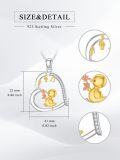 wholesale 925 Sterling Silver Heart Shaped Cubic Zirconia Duck Pendant Necklace - Mother's Day Gifts for Her-0-3