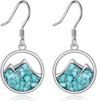 wholesale 925 Sterling Silver Turquoise Mountain Shape Natural Stone Dangle Earrings for Women Gifts-Turquoise