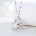 wholesale 925 Sterling Silver Heart Dog and Angel Pendant Necklace with Cubic Zirconia Stones - Cute  for Women Girlfriends Moms-0-1