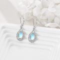 wholesale 925 Sterling Silver Blue Moonstone Flower Teardrop Dangle Earrings Leverback s for Women Girls-0-3
