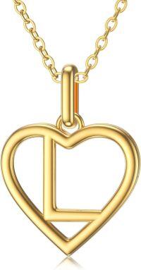 wholesale 14K Gold A Heart Initial Necklace 18 Adjustable Chain-L