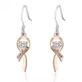 wholesale 925 Sterling Silver Heart-Shaped Survivor Ribbon Drop Earrings Wholesale - Breast Cancer Awareness  for Women-0-0