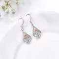 TOUPOP Sterling Silver Stone Flower Dangle Drop Leverback Earrings-0-1