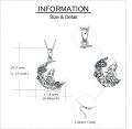 wholesale 925 Sterling Silver Crescent Moon Wolf Pendant Necklace With Roses-0-5