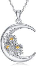 wholesale  Sterling Silver Moon Pendant Birth Flower Necklace for Women -0-40