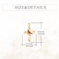 wholesale 14K Gold Red Cardinal Cross Pendant Necklace, 16 Chain, Faith Love Loyalty Gift, 29.3x16.7mm-0-3