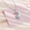 wholesale 925 Sterling Silver Fairy Moon Pendant Necklace with Opal Stone and 444 Number Charm - Christmas Gift for Women & Girls-0-2