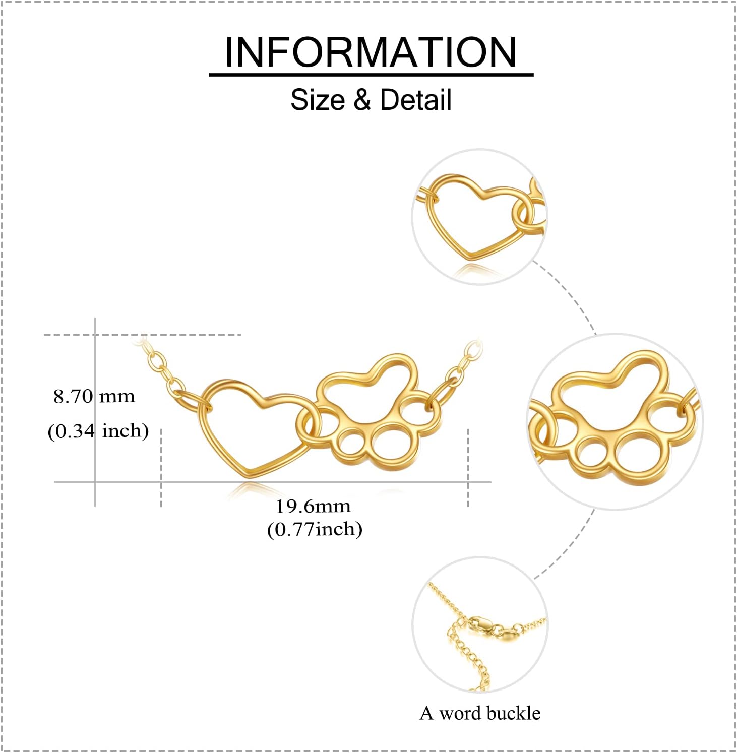 wholesale 14K Gold Heart & Paw Print Charm Necklace - Minimalist s for Her-0-3