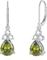 wholesale 925 Sterling Silver Birthstone Dangle Drop Earrings for Women-August-Peridot