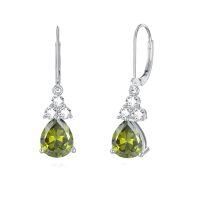 wholesale 925 Sterling Silver Garnet Teardrop Earrings-August-Peridot