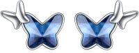 wholesale 925 Sterling Silver Blue Butterfly Drop Earrings-Blue two Butterfly